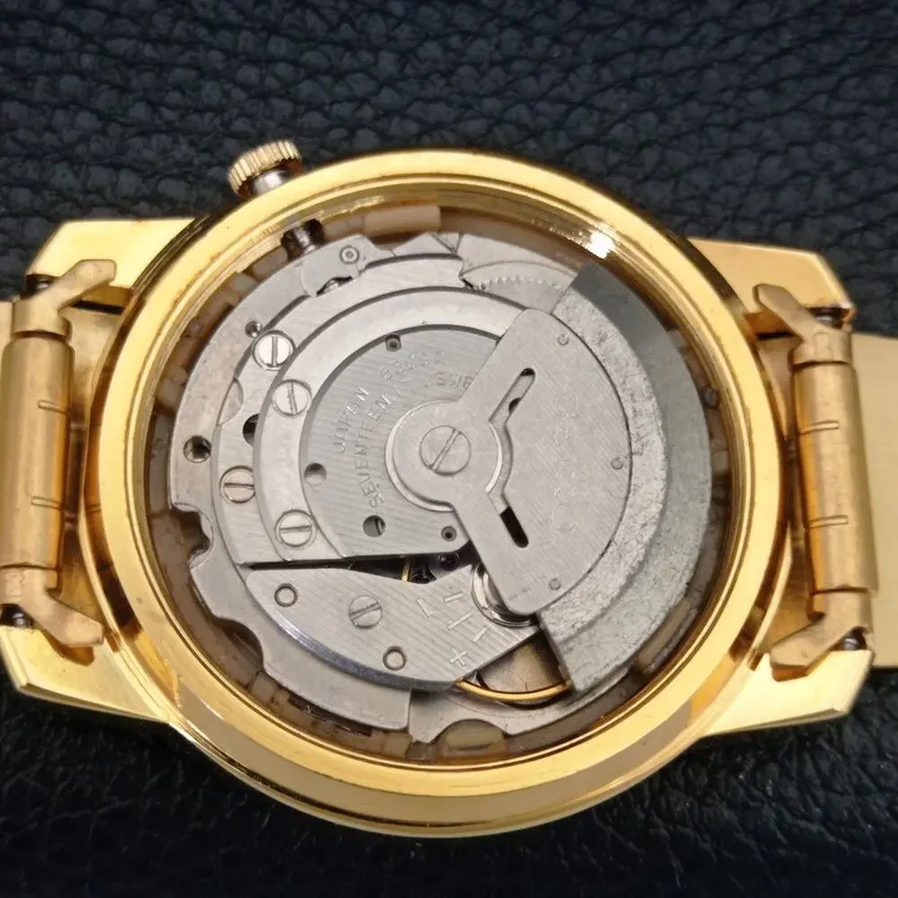 Vintage 1980 Seiko Automatic Mens Gold Watch W/daydate & Arabic accents